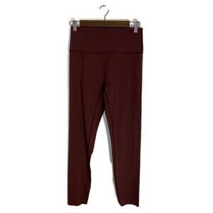 Aerie High Rise Leggings Sz L Burgundy 7/8 Crop Ankle Cut Off Yoga Workout